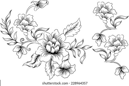 Vector floral wallpaper.Abstract summer with hand-drawn flowers.