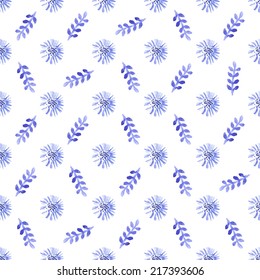 Vector floral watercolor pattern, texture with flowers