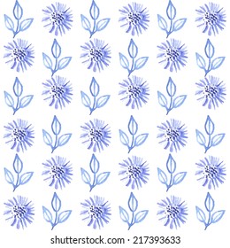 Vector floral watercolor pattern, texture with flowers