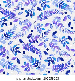 Vector floral watercolor texture pattern with flowers.Watercolor floral pattern.Blue flowers pattern.Seamless pattern can be used for wallpaper,pattern fills,web page background,surface textures