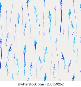 Vector floral watercolor texture pattern with flowers.Watercolor floral pattern.Blue flowers pattern.Seamless pattern can be used for wallpaper,pattern fills,web page background,surface textures