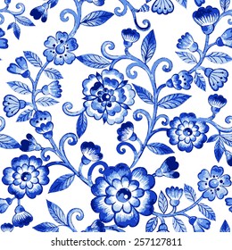 Vector floral watercolor texture pattern with blue flowers.Watercolor floral pattern.Blue flowers pattern.Seamless pattern can be used for wallpaper,pattern fills,web page background,surface textures