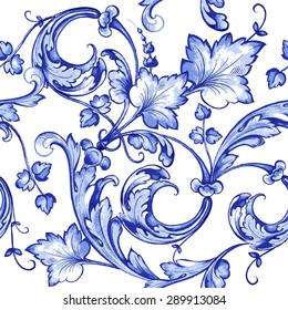 Vector floral watercolor texture pattern with flowers.Watercolor floral pattern.Blue flowers pattern.Seamless pattern can be used for wallpaper,pattern fills,web page background,surface textures