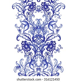 Vector floral watercolor texture pattern with blue flowers.Watercolor floral pattern.Blue flowers pattern.Seamless pattern can be used for wallpaper,pattern fills,web page background,surface textures