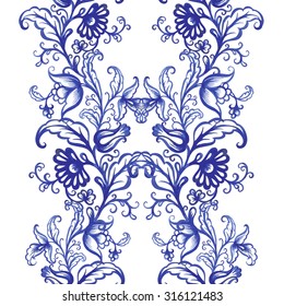 Vector floral watercolor texture pattern with blue flowers.Watercolor floral pattern.Blue flowers pattern.Seamless pattern can be used for wallpaper,pattern fills,web page background,surface textures