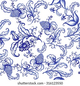 Vector floral watercolor texture pattern with blue flowers.Watercolor floral pattern.Blue flowers pattern.Seamless pattern can be used for wallpaper,pattern fills,web page background,surface textures
