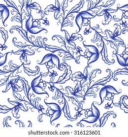 Vector floral watercolor texture pattern with blue flowers.Watercolor floral pattern.Blue flowers pattern.Seamless pattern can be used for wallpaper,pattern fills,web page background,surface textures