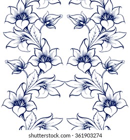 Vector floral watercolor texture pattern with blue flowers.Watercolor floral pattern.Blue flowers pattern.Seamless pattern can be used for wallpaper,pattern fills,web page background,surface textures
