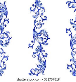 Vector floral watercolor texture pattern with flowers.Watercolor floral pattern.Blue flowers pattern.Seamless pattern can be used for wallpaper,pattern fills,web page background,surface textures