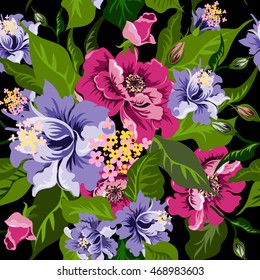Vector floral watercolor texture pattern .Watercolor floral pattern.Seamless pattern can be used for wallpaper,pattern fills,web page background,surface textures