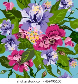 Vector floral watercolor texture pattern .Watercolor floral pattern.Seamless pattern can be used for wallpaper,pattern fills,web page background,surface textures