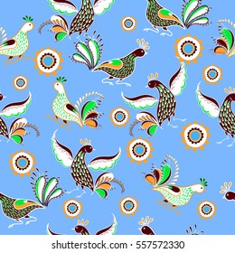 Vector floral watercolor texture pattern with flowers and birds.Seamless pattern can be used for wallpaper,pattern fills,web page background,surface textures