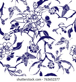 Vector floral watercolor texture pattern.Seamless pattern can be used for wallpaper,pattern fills,web page background,surface textures