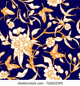 Vector floral watercolor texture pattern.Seamless pattern can be used for wallpaper,pattern fills,web page background,surface textures