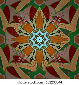 Vector floral wedding decorative elements. Seamless pattern mehndi floral lace of buta decoration items on blue background.