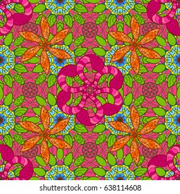 Vector floral wedding decorative elements. Seamless pattern mehndi floral lace of buta decoration items on background.