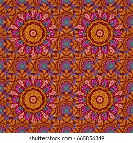 Vector floral wedding decorative elements. Seamless pattern mehndi floral lace of buta decoration items on background.