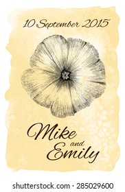 Vector floral wedding invitation on vintage watercolor background