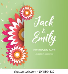 Vector floral wedding invite, invitation, save the date card