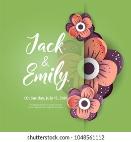 Vector floral wedding invite, invitation, save the date card