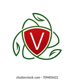 Vector Floral Wellness Red Letter V Logo