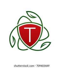 Vector Floral Wellness Red Letter T Logo
