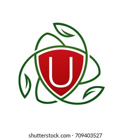 Vector Floral Wellness Red Letter U Logo