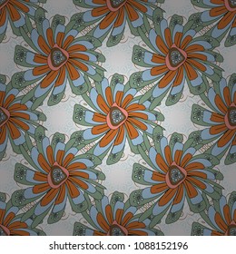 Vector floral white, magenta and blue pattern. Seamless cute mille-fleurs texture for fabric, wrapping, printing, textile.
