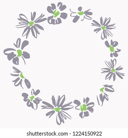 Vector floral wreath with daisies. Delicate frame for cards design. Great for wedding invitation, greeting card, poster, placing text, phrases. 