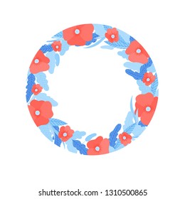vector floral wreath  frame in flat style. Ideal for decoration, packaging, postcards.