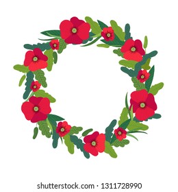 vector floral wreath  frame in flat style. Ideal for decoration, packaging, postcards.