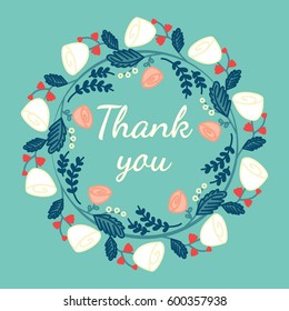 vector floral wreath frame, greeting card