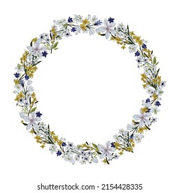 Vector floral wreath. Hand drawn flowers arrange in round border
