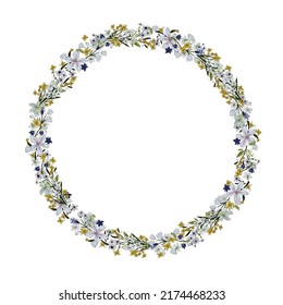 Vector floral wreath. Hand drawn flowers arrange in round border