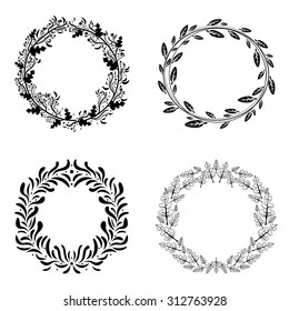 Vector floral wreath set