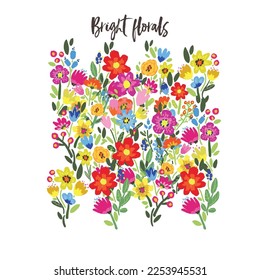 Vector florals. Bright flower background. Bitanical illustration