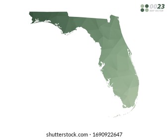 Vector of Florida map green polygon triangle mosaic with white background. style gradient.