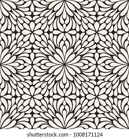 Vector flourish background. Beige wallpaper pattern with petals.