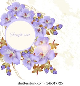 Vector flourish background with flowers and space for text for design