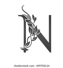 Vector Flourish Black Letter N Logo