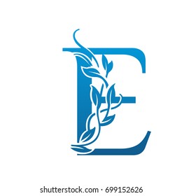 Vector Flourish Blue Letter E Logo