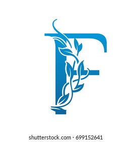 Vector Flourish Blue Letter F Logo