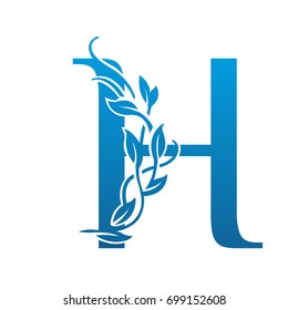 Vector Flourish Blue Letter H Logo