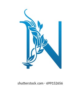 Vector Flourish Blue Letter N Logo