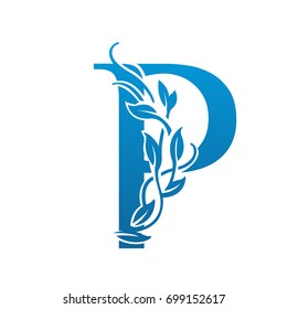 Vector Flourish Blue Letter P Logo