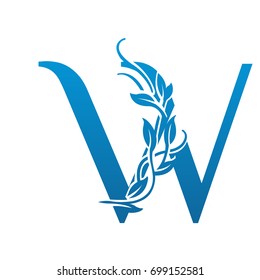 Vector Flourish Blue Letter W Logo