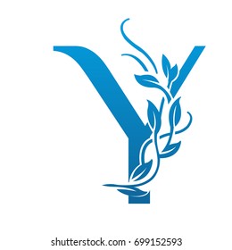 Vector Flourish Blue Letter Y Logo