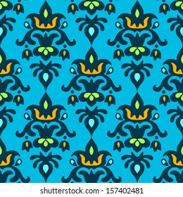Vector flourish damask seamless pattern
