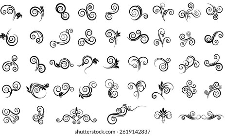 Vector flourish design elements collection decorative swirls scrolls ornaments calligraphy illustration  art
