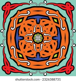 Vector Flourish Ethnic Tribal Abstract Seamless Colorful Pat